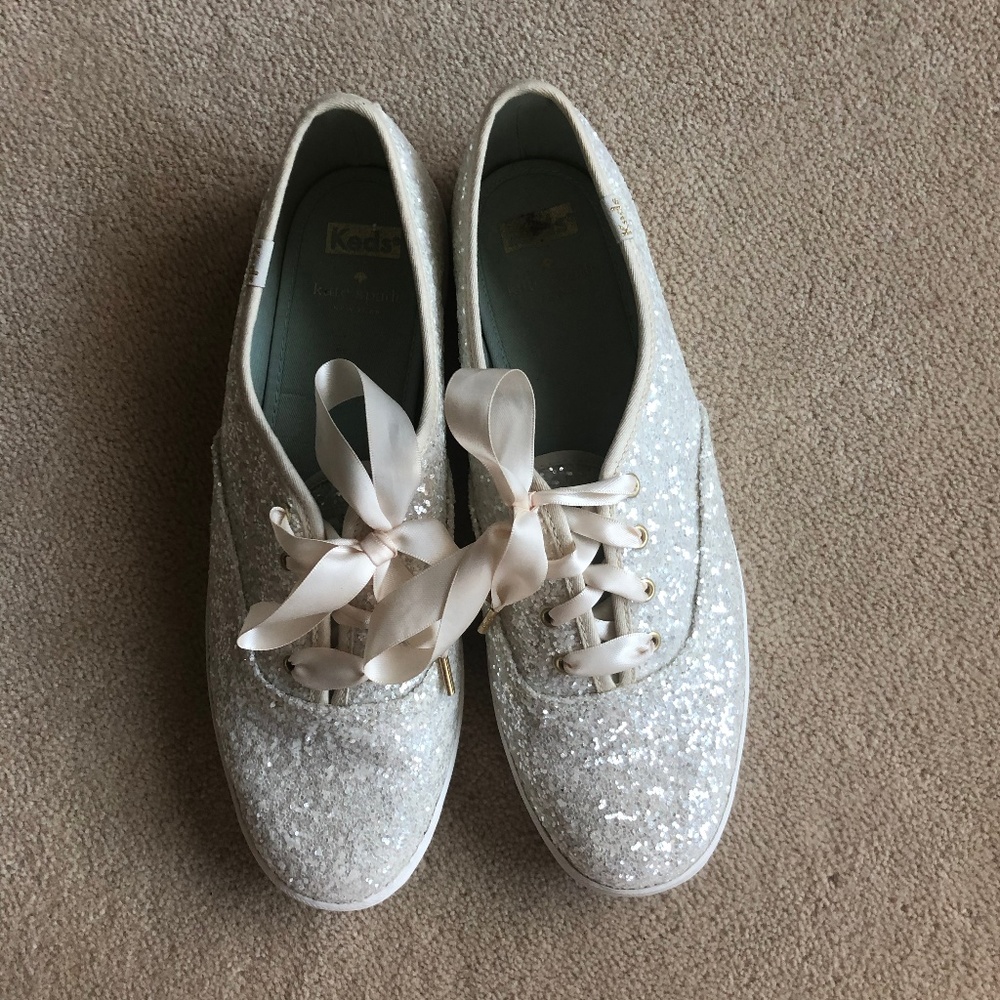 White Glitter Kate Spade for Keds  Size 10